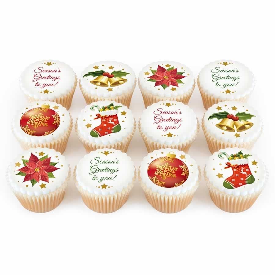 12 traditional Christmas cupcakes 