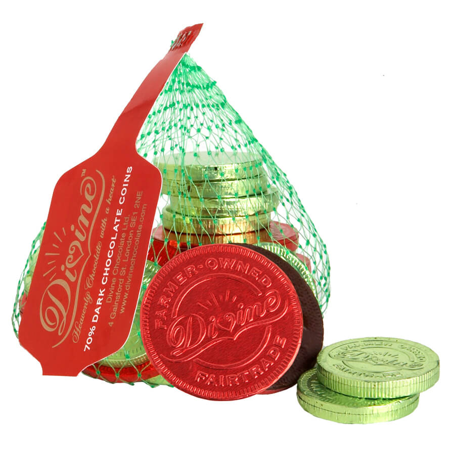 Divine Fairtrade 70% Dark Chocolate Coins 65g