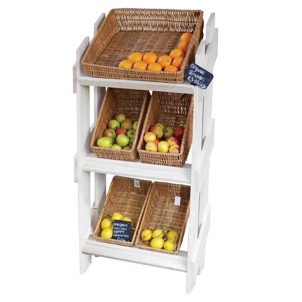 Office Fruit and Snack Display Stand with 5 Wicker Trays
