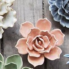 Pink Rose Ceramic Flower 