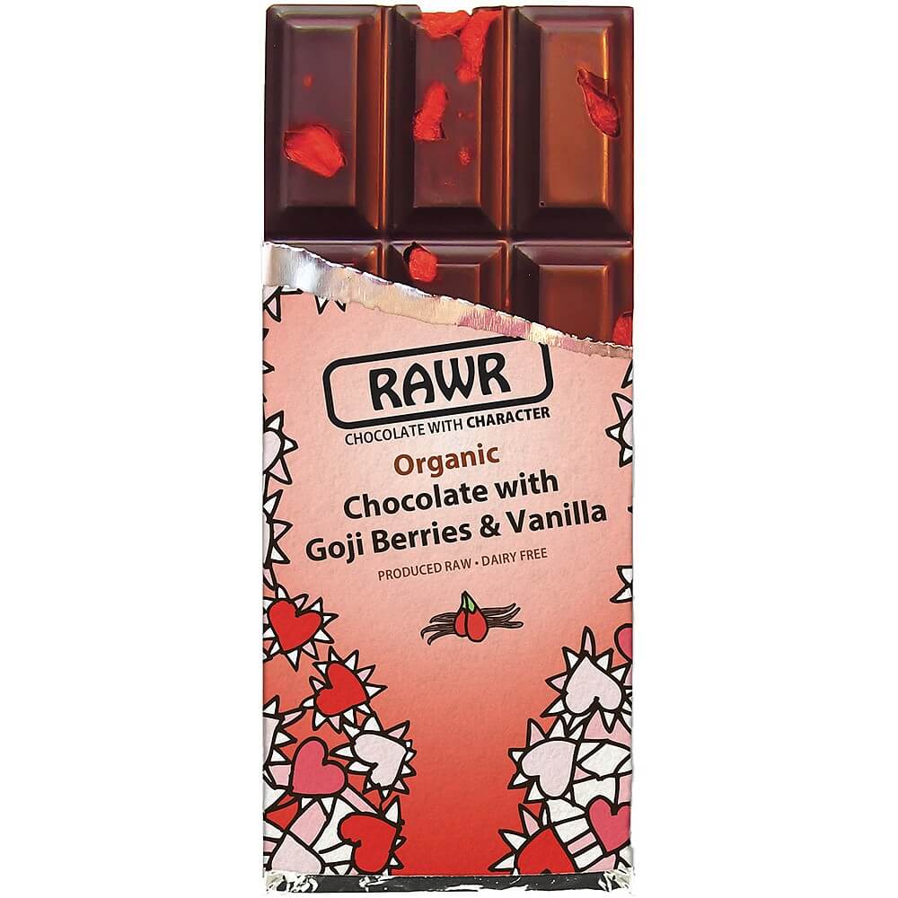 Rawr Organic Chocolate With Goji Berries & Vanilla (60g)