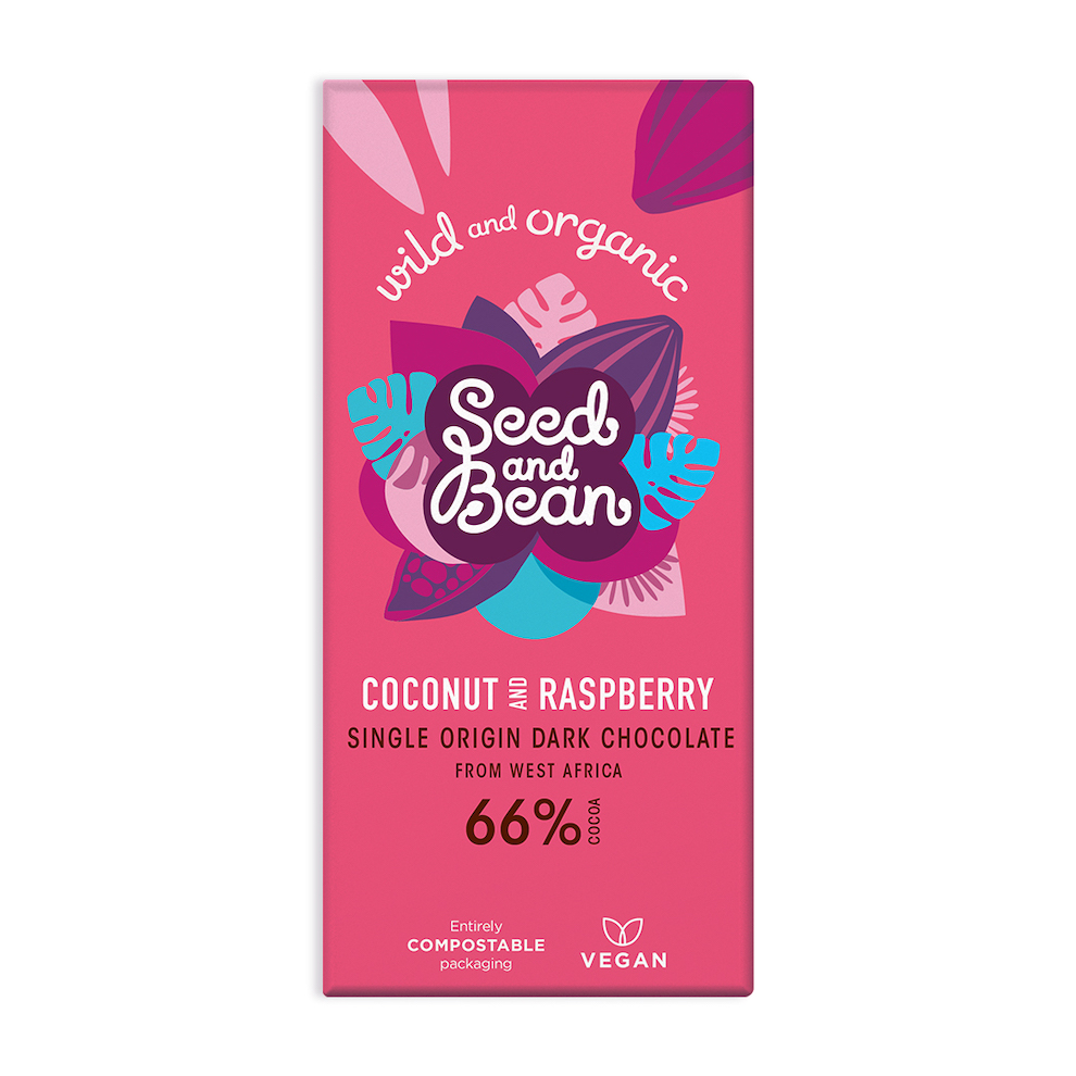 Seed & Bean Organic Dark Chocolate Coconut & Raspberry 