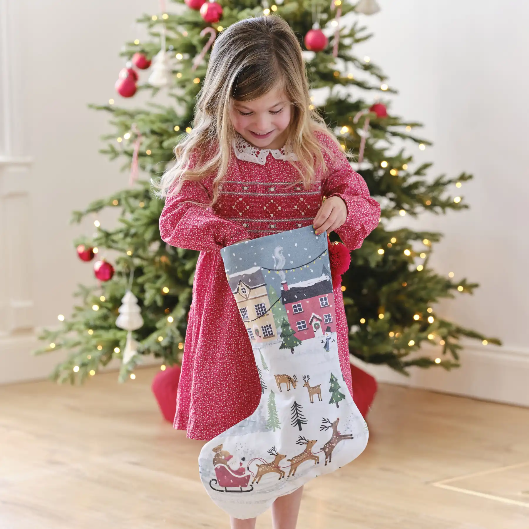 Festive Scene Christmas Stocking