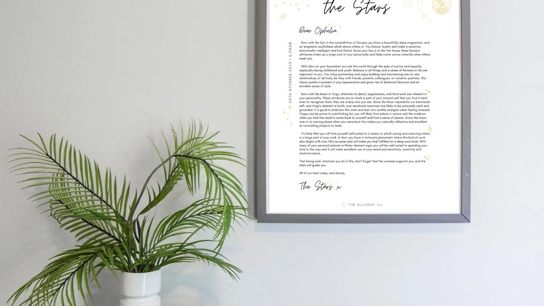 Letter from the Stars gift birth-chart readings by The Alchemy Co.